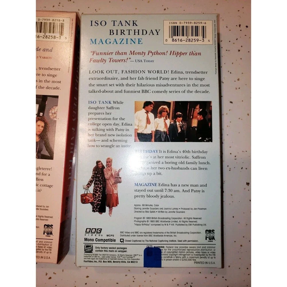 Absolutely Fabulous - Ser. 1, Pt. 1 & 2 (VHS CBS FOX BBC) 2 TAPES